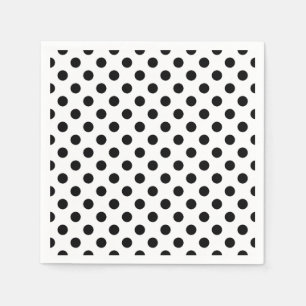 Servilleta De Papel Ropa de cócteles de puntos de Polka blanco y negr