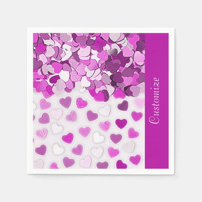 Servilleta De Papel Ropa de confetti de corazón rosado (Anverso)