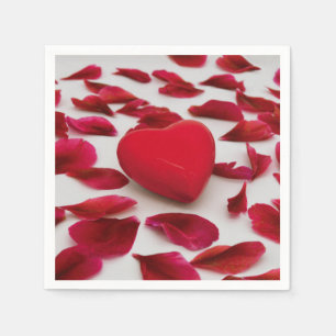 Servilleta De Papel Ropa de Corazón Rojo y Leafs Rojas