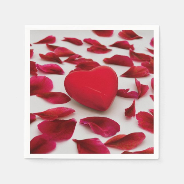 Servilleta De Papel Ropa de Corazón Rojo y Leafs Rojas (Anverso)