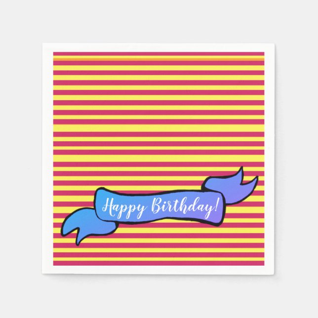 Servilleta De Papel Ropa de cumpleaños amarilla y rosa (Anverso)