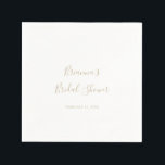 Servilleta De Papel Ropa de ducha de novia Minimalista simple dorada<br><div class="desc">Estas toallas minimalistas de ducha de novia doradas son perfectas para una ducha de boda moderna. El diseño,  sencillo y elegante,  presenta una tipografía de escritura clásica y elegante en oro.</div>