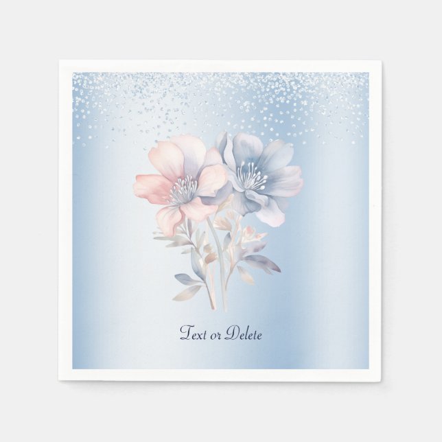 Servilleta De Papel Ropa de flores rosas azules (Anverso)