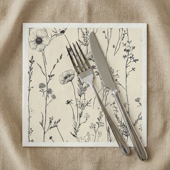 Servilleta De Papel Ropa de flores silvestres delgadas (Delicate wild flowers napkin.)