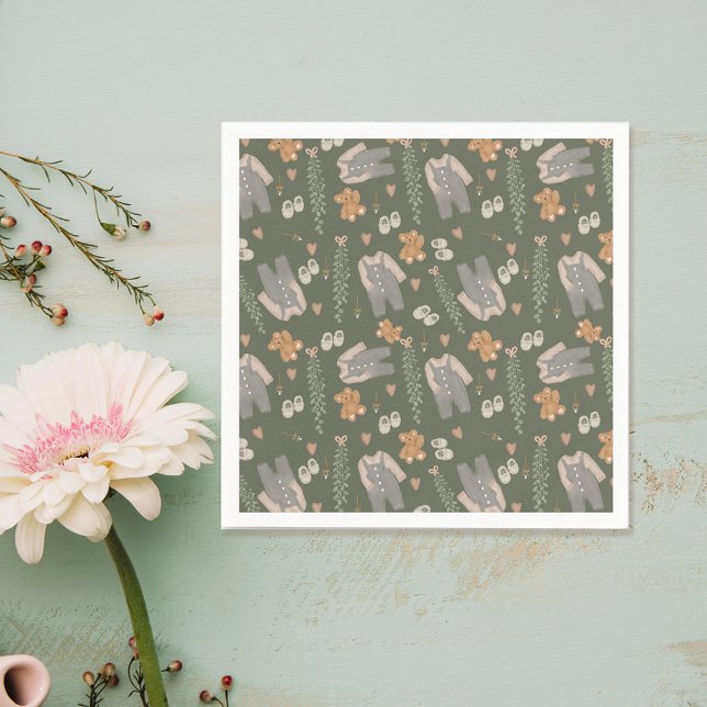 Servilleta De Papel Ropa de género neutra lindo boho baño de bebé (Cute gender neutral clothes boho baby shower napkins)