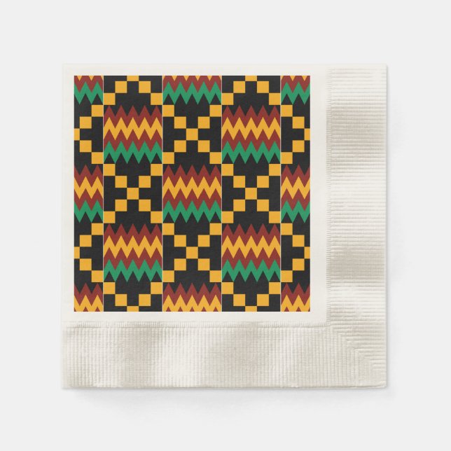 Servilleta De Papel Ropa de Kente negra, verde, roja y amarilla (Anverso)