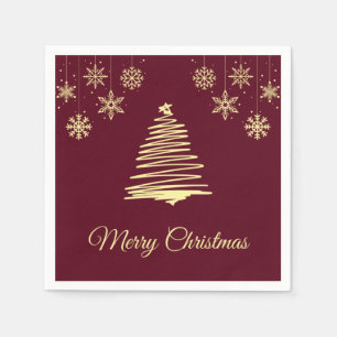 Servilleta De Papel Ropa de Navidad Gold and Burgandy Merry