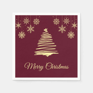 Servilleta De Papel Ropa de Navidad Gold and Burgandy Merry