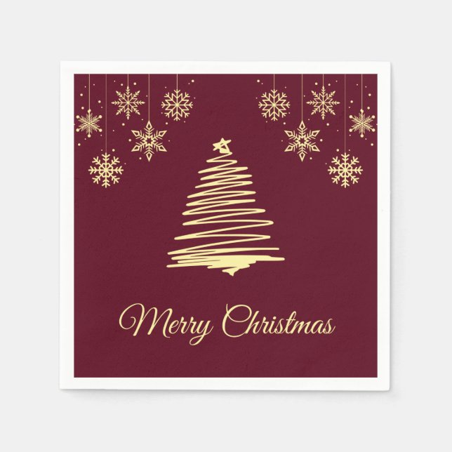 Servilleta De Papel Ropa de Navidad Gold and Burgandy Merry (Anverso)