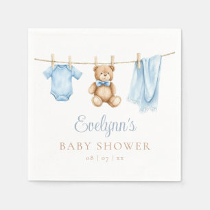 Servilleta De Papel Ropa de niño azul para baby shower en tendedero