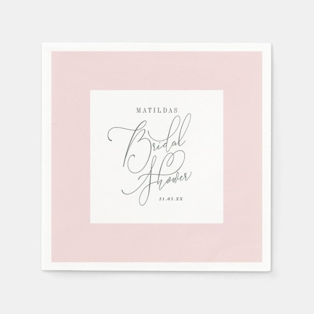 Servilleta De Papel Ropa de novia acuarela floral rubor Ducha nupcial (Anverso)