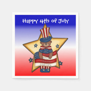Servilleta De Papel Ropa De Oso Blanco Rojo Y Azul Del 4 De Julio