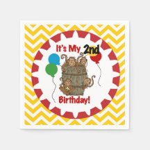 Ropa de papel de cumpleaños de barril de monos