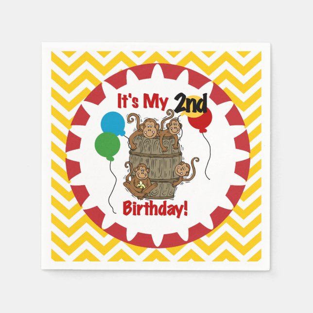 Servilleta De Papel Ropa de papel de cumpleaños de barril de monos (Anverso)