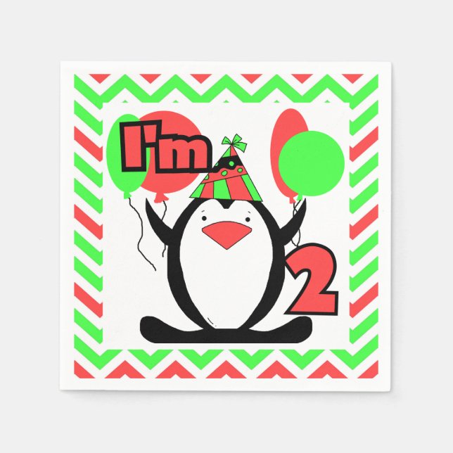 Servilleta De Papel Ropa de papel de cumpleaños para los pingüinos (Anverso)