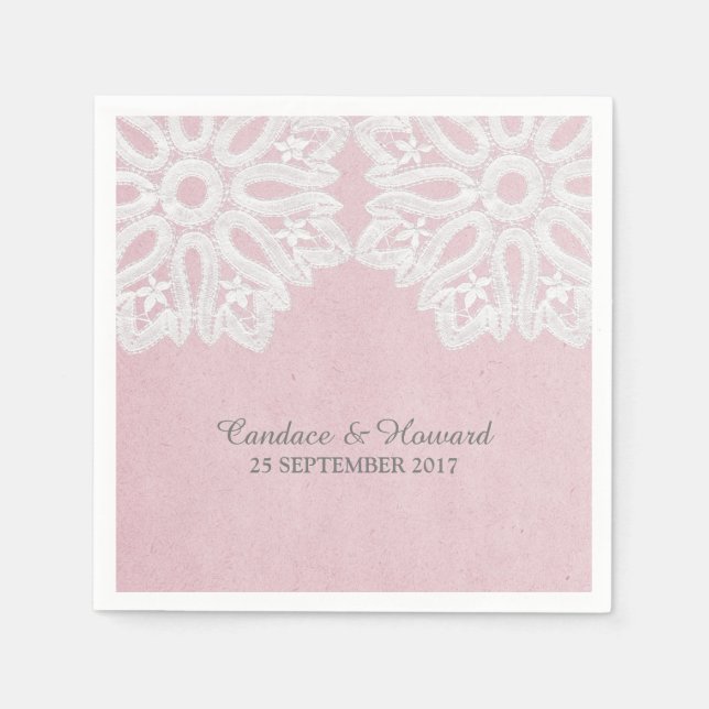 Servilleta De Papel Ropa de papel de encaje elegante rosa (Anverso)