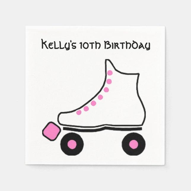 Servilleta De Papel Ropa de papel de patinaje rosa y blanco (Anverso)