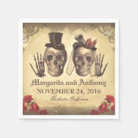 Ropa de papel gótica boda de la pareja de calavera