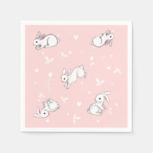 Servilleta De Papel Ropa de papel impreso para conejitos rosados