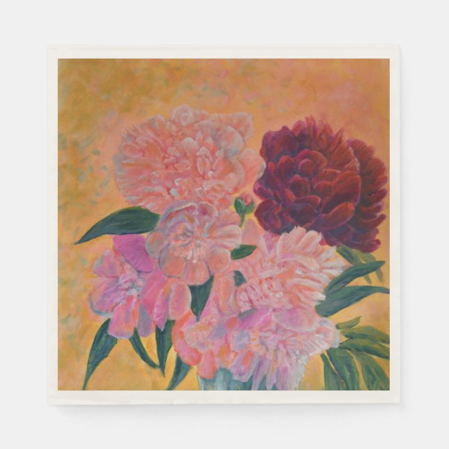 Servilleta De Papel Ropa de ramo rosa Peony (Anverso)