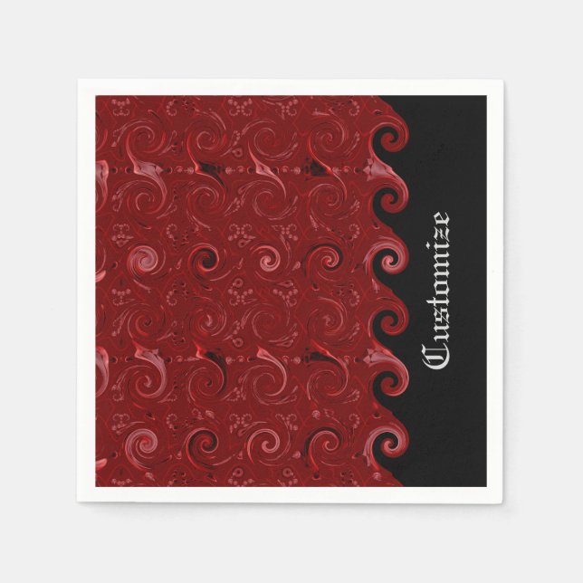 Servilleta De Papel Ropa de raspado de satén rojo y negro (Anverso)