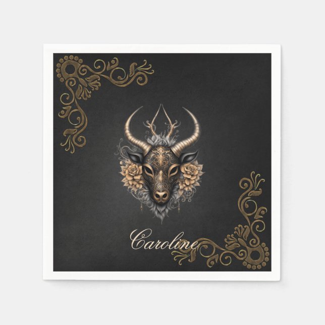 Servilleta De Papel Ropa elegante de oro negro (Anverso)