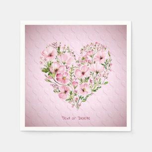 Servilleta De Papel Ropa floral de corazón rosado