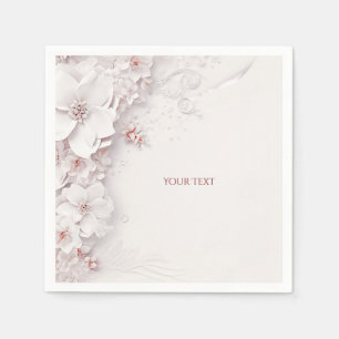 Servilleta De Papel Ropa floral rosa de Rubor de marfil