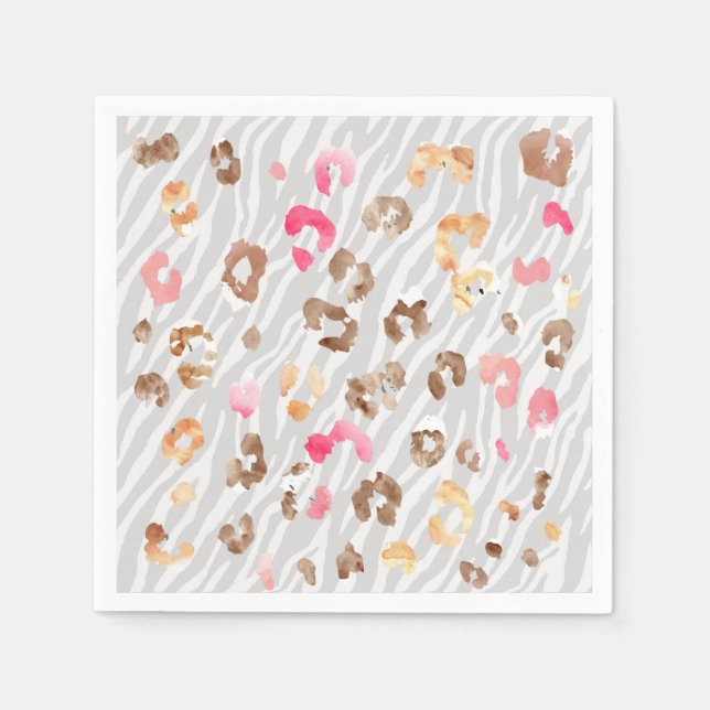 Servilleta De Papel Ropa gris de tigre leopardo (Anverso)