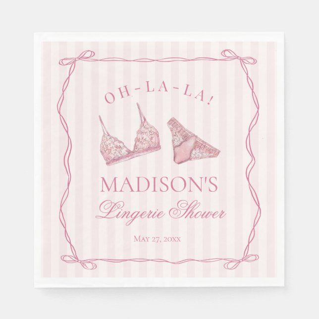 Servilleta De Papel Ropa Interior Rosa Pastel para Despedida de Solter (Anverso)