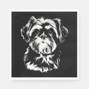 Servilleta De Papel Ropa Minimalista de retrato de Shih Tzu