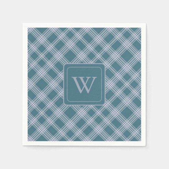 Servilleta De Papel Ropa monográfica de patrón cian silenciado (Anverso)