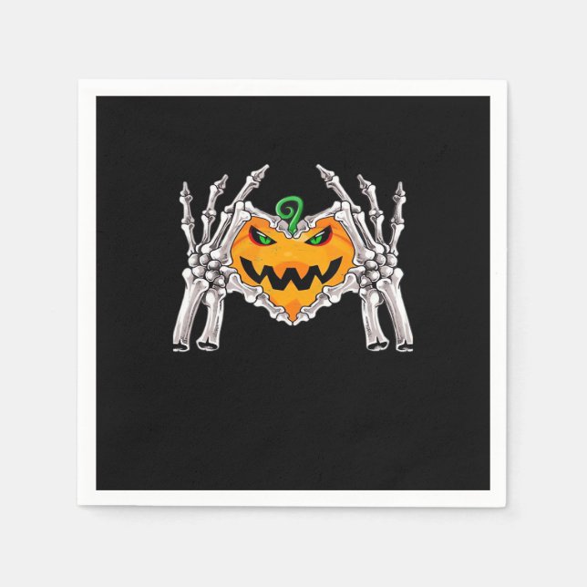 Servilleta De Papel Ropa ósea de Rótulo cardíaco de mano de esqueleto (Anverso)