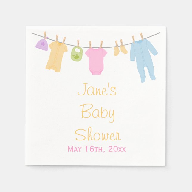 Servilleta De Papel Ropa pequeña Baby Shower Napkins (Anverso)