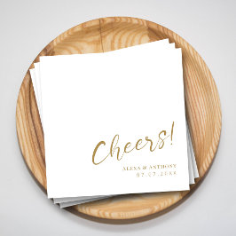 Servilleta De Papel Ropa personalizado de oro y Boda blanco - ¡Salud!