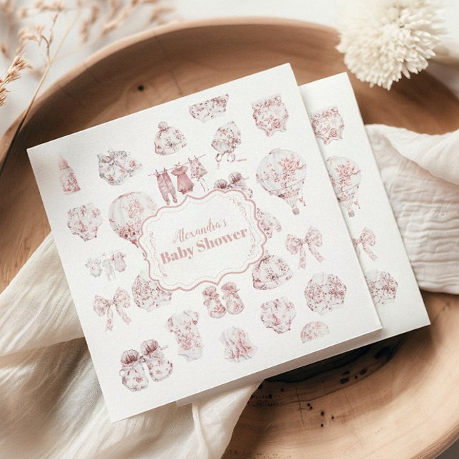 Servilleta De Papel Ropa rosa de tela de Jouy Baby Shower (Subido por el creador)