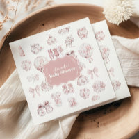 Ropa rosa de tela de Jouy Baby Shower