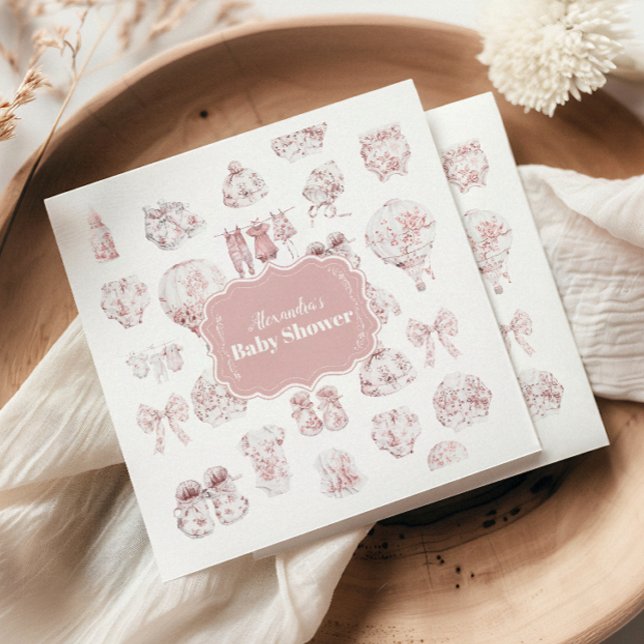 Servilleta De Papel Ropa rosa de tela de Jouy Baby Shower (Subido por el creador)
