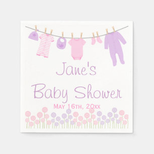 Servilleta De Papel Ropa rosa y morada Ropa Baby Shower