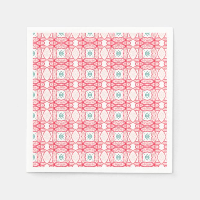 Servilleta De Papel Ropa Rosa Y Verde azulada (Anverso)