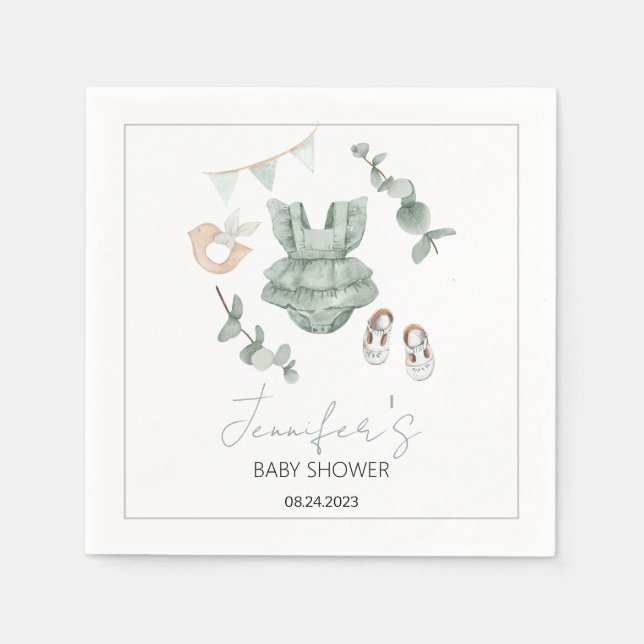 Servilleta De Papel Ropa verde para bebé ropa para bebé (Anverso)