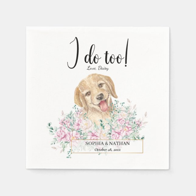 Servilleta De Papel Ropas de cóctel de Boda de perro de Golden Retriev (Anverso)