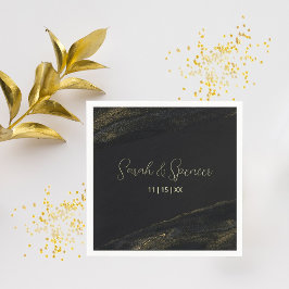 Servilleta De Papel Ropas de oro negras y espárragos