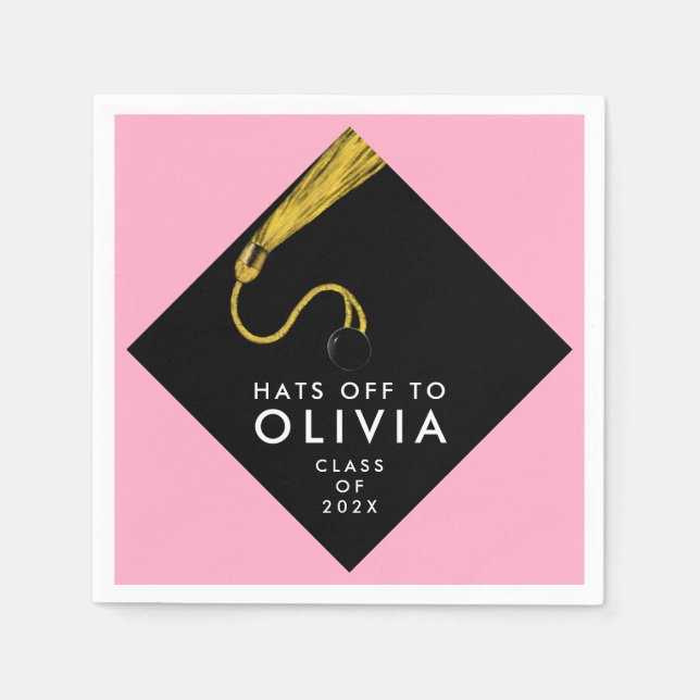 Servilleta De Papel Ropas del partido de graduación rosada (Anverso)