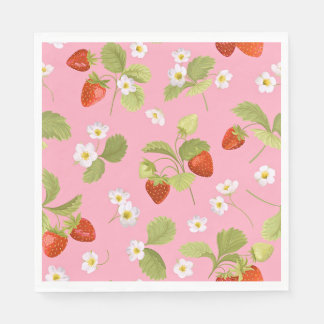Servilleta De Papel Ropas para el almuerzo Fresas rosas
