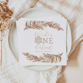 Servilleta De Papel RORY Boho Beige Winter Wonderland Primer cumpleaño