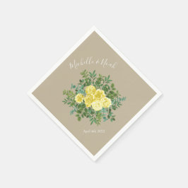 Servilleta De Papel Rosa Amarillo Vintage Elegante Boda