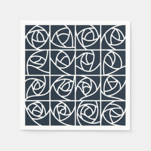Servilleta De Papel Rosa Art Deco Cuadrados estilizados azul marino fl