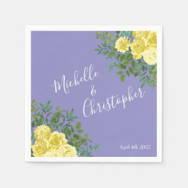 Servilleta De Papel Rosa azul claro amarillo y perwinkle Boda floral