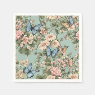 Servilleta De Papel Rosa Azul Floral y Mariposa más Suave 